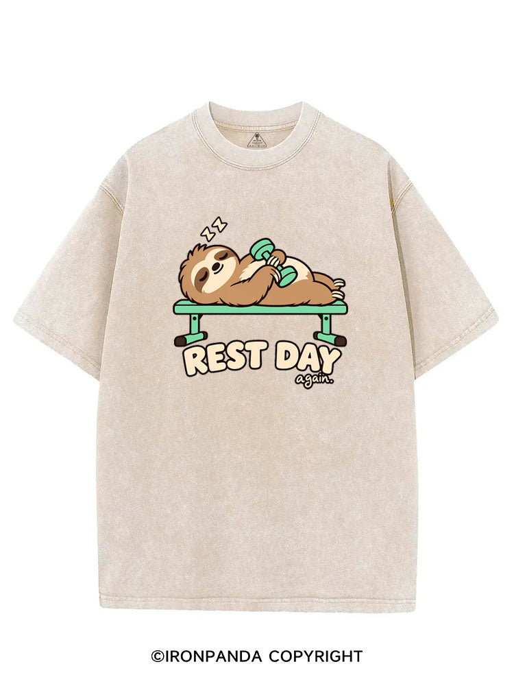 Rest Day Again Lazy Sloth VINTAGE GYM SHIRT