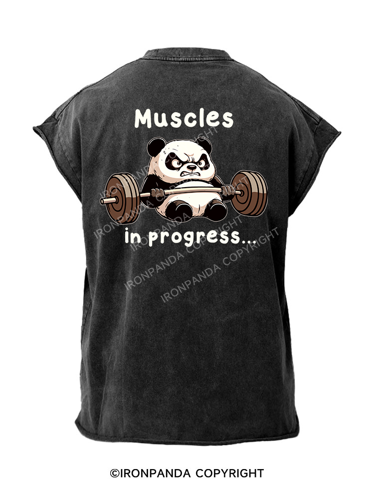 muscles in progress Back Printed Cut Off Tank