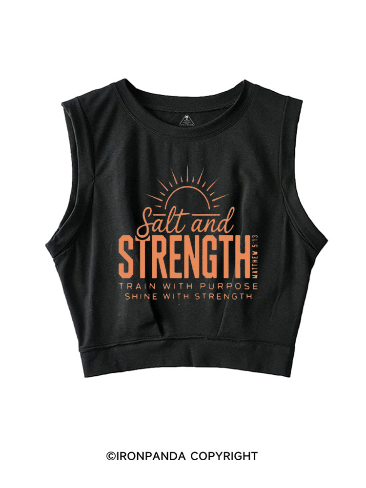 SALT AND STRENGTH TRAIN WITH PURPOSE SHINE WITH STRENGTH SLEEVELESS CROP TOPS
