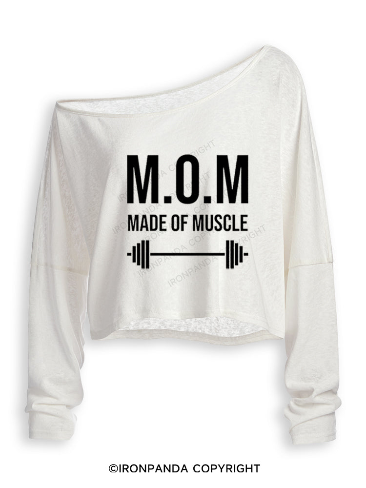 M.O.M MADE OF MUSCLE Off Shoulder Long Sleeve Crop Top