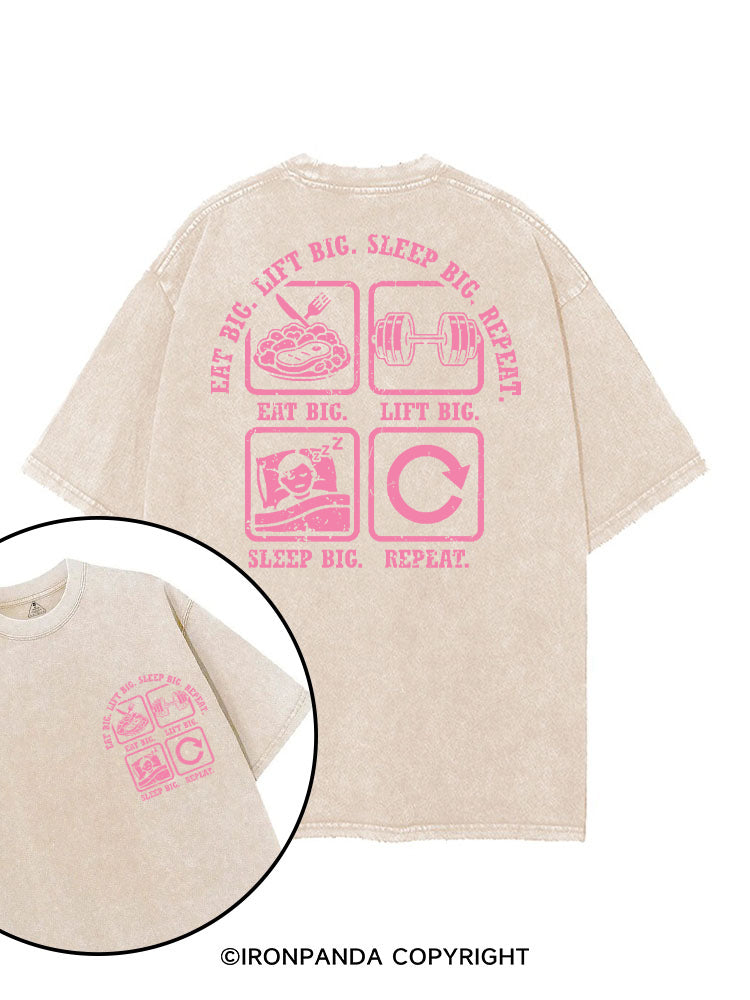 EAT BIG, LIFT BIG, SLEEP BIG, REPEAT printed Gym Shirt