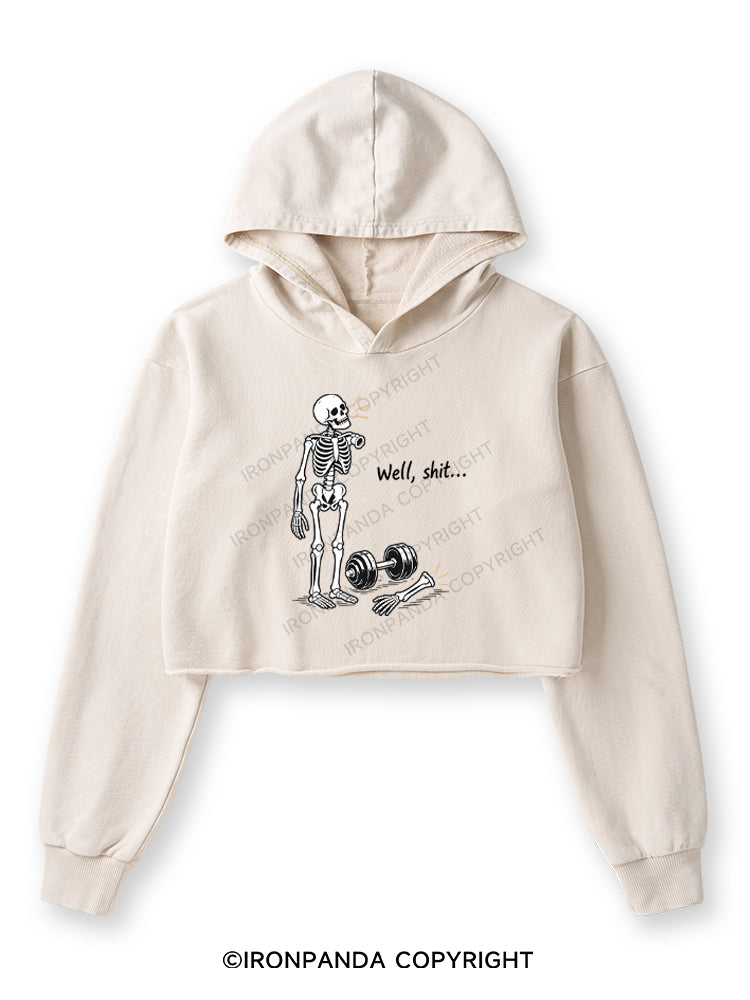 Well Shit Skeleton Washed Crop Hoodie