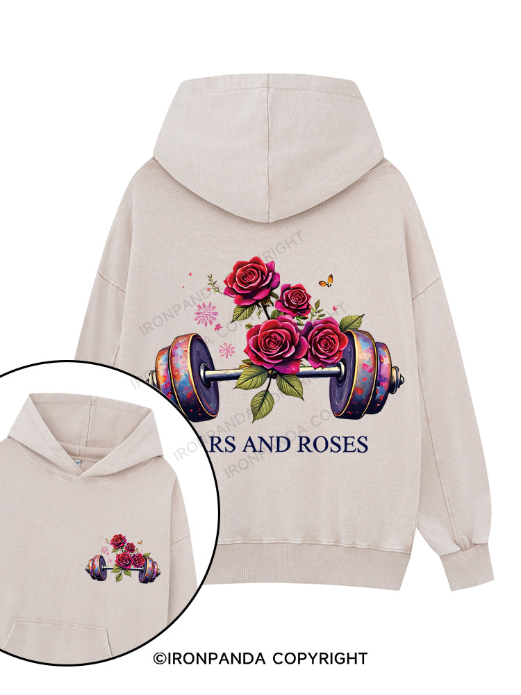 BARS AND ROSES Printed Washed Gym Hoodie