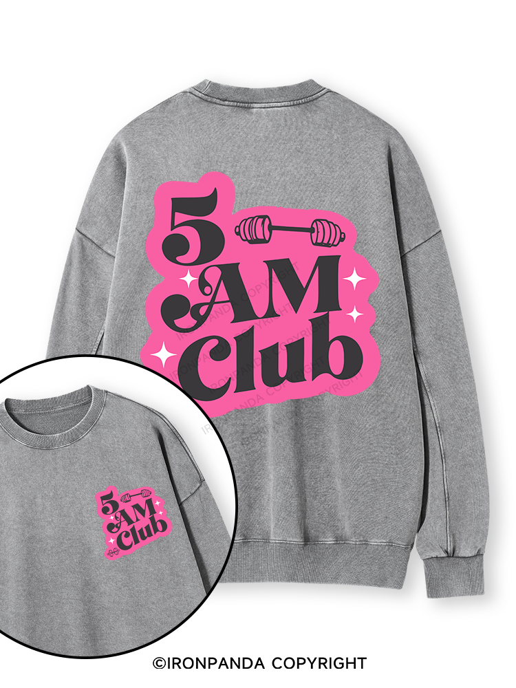 5 AM Club Double-Sided Printed Washed Sweatshirt