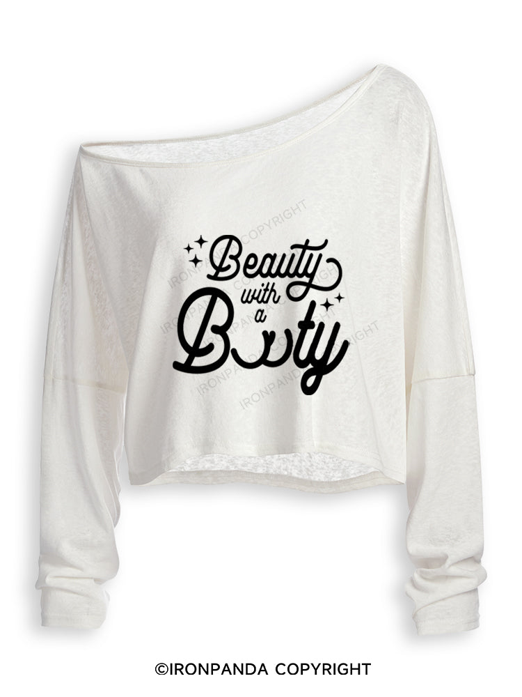 BEAUTY WITH A BOOTY Off Shoulder Long Sleeve Crop Top