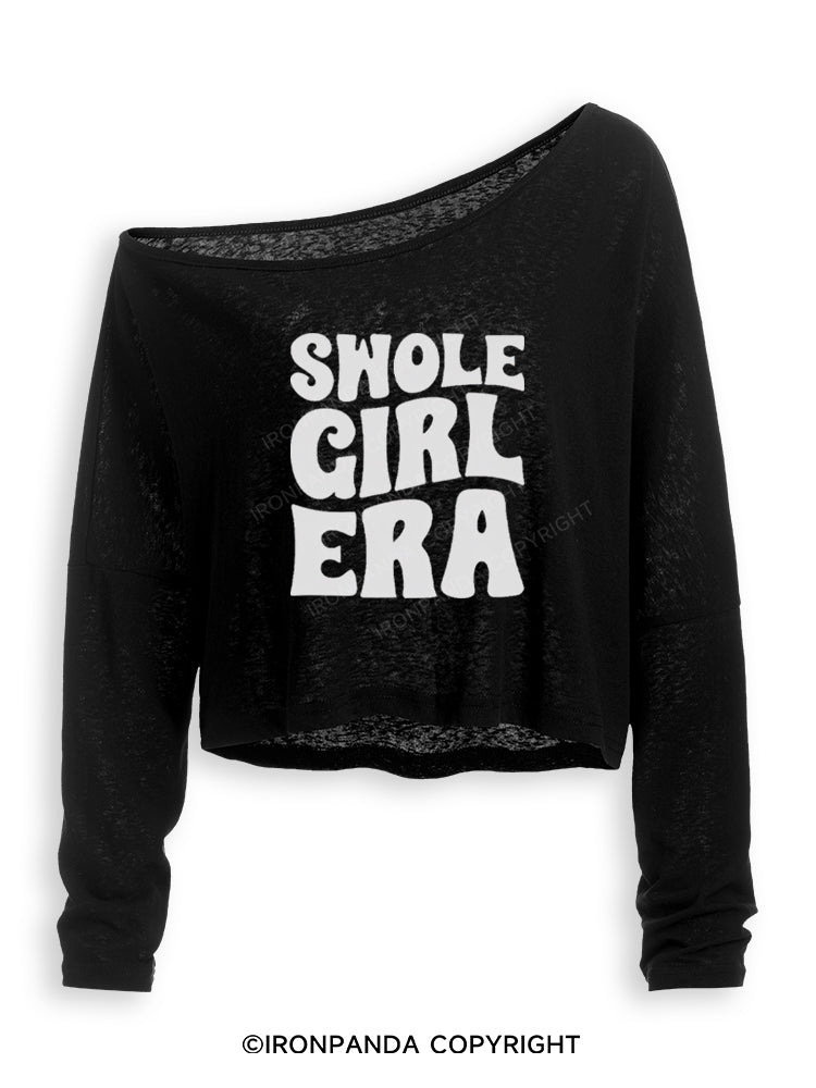 SWOLE GIRL ERA Off Shoulder Long Sleeve Crop Top