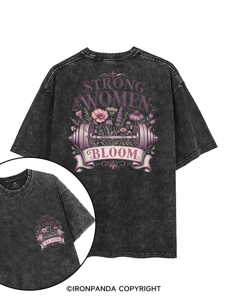 STRONG WOMEN BLOOM printed Gym Shirt