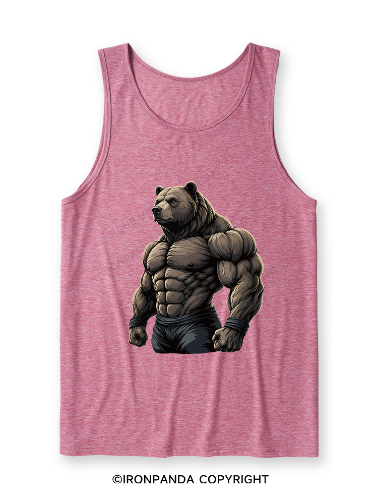 Muscular Bear Bodybuilder Performance Ultra Soft Heather Tank