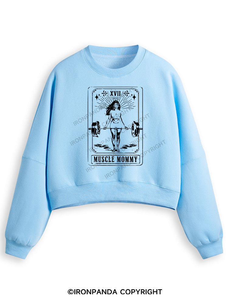 TAROT CARD MUSCLE MOMMY Fleece Crop Sweatshirt