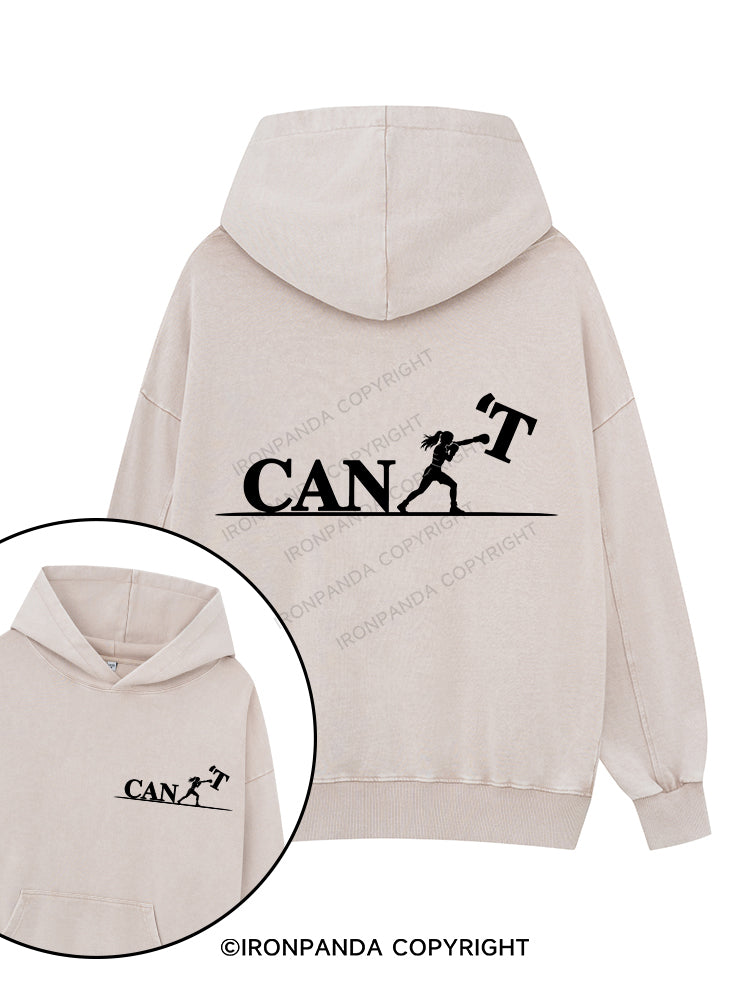 NOW I CAN Printed Washed Gym Hoodie