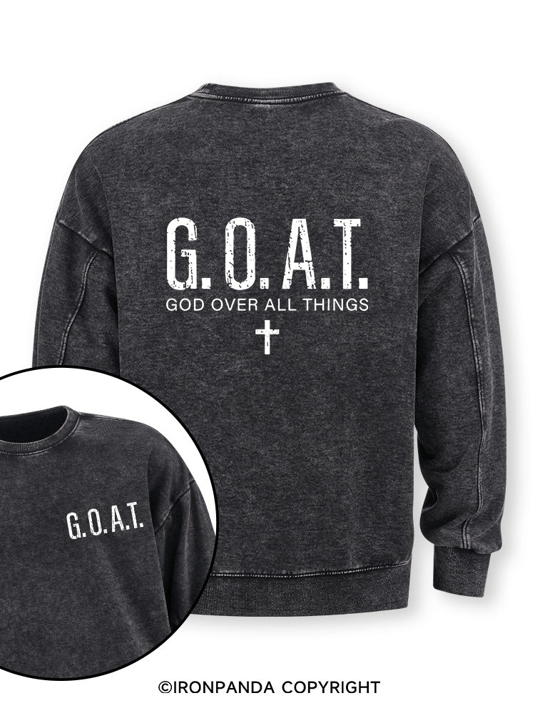 God over All Things Double-Sided Printed Washed Sweatshirt