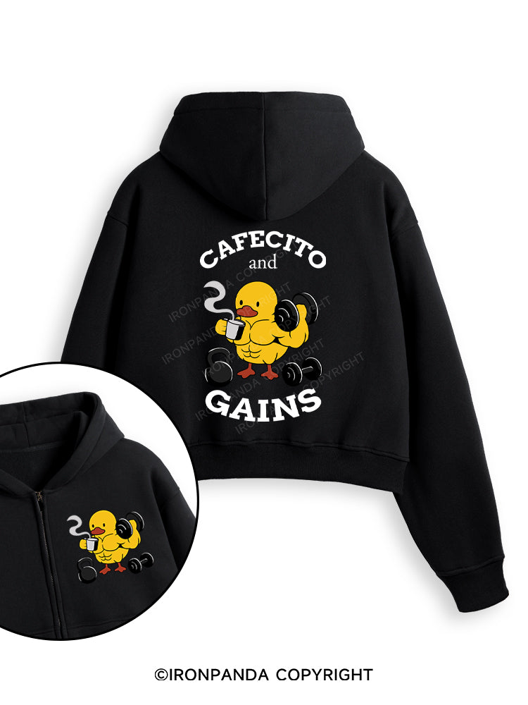 CAFECITO AND GAINS Fleece Crop Zip Up Hoodie