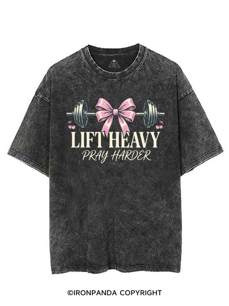 LIFT HEAVY PRAY HARDER Christian Fitness VINTAGE GYM SHIRT