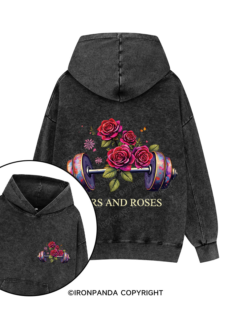 BARS AND ROSES Printed Washed Gym Hoodie
