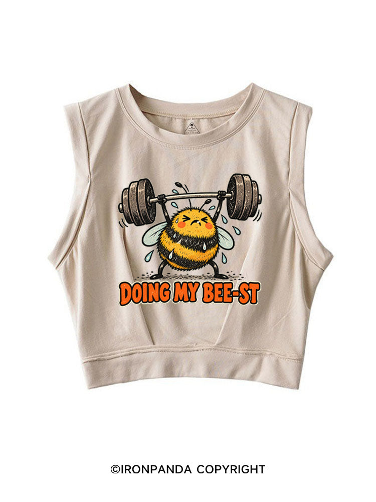 DOING MY BEE-ST SLEEVELESS CROP TOPS