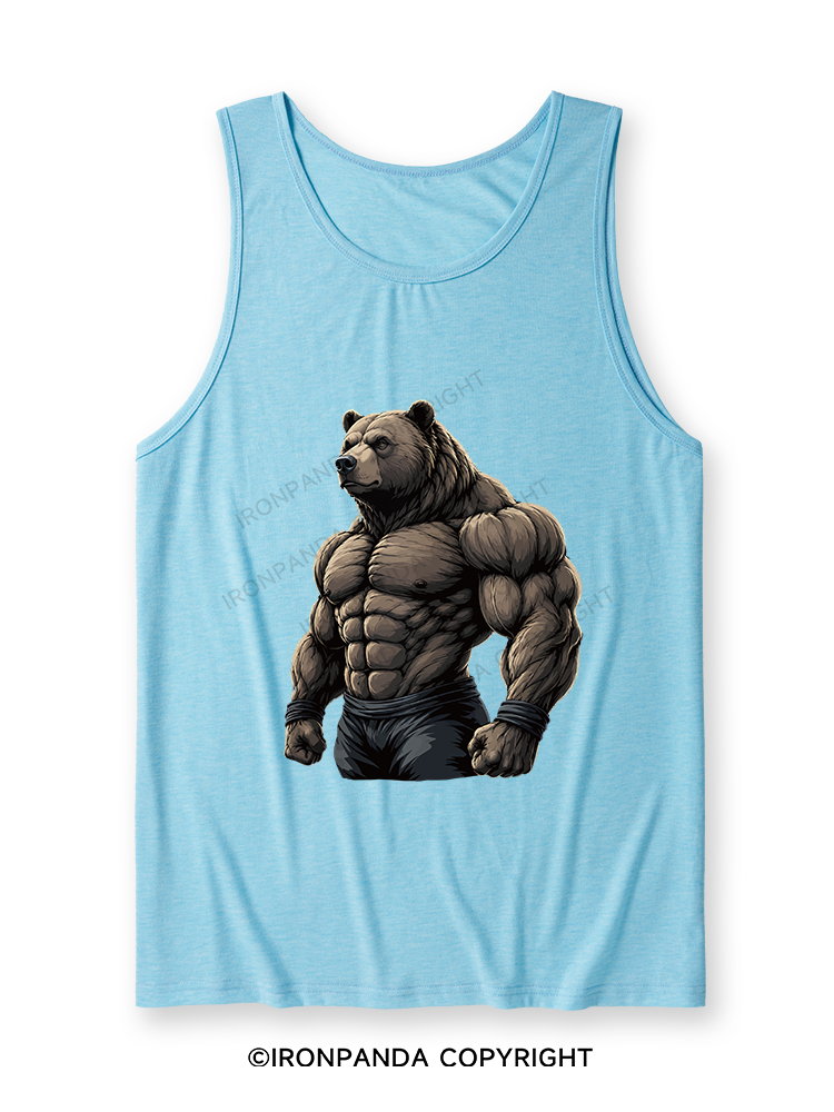 Muscular Bear Bodybuilder Performance Ultra Soft Heather Tank