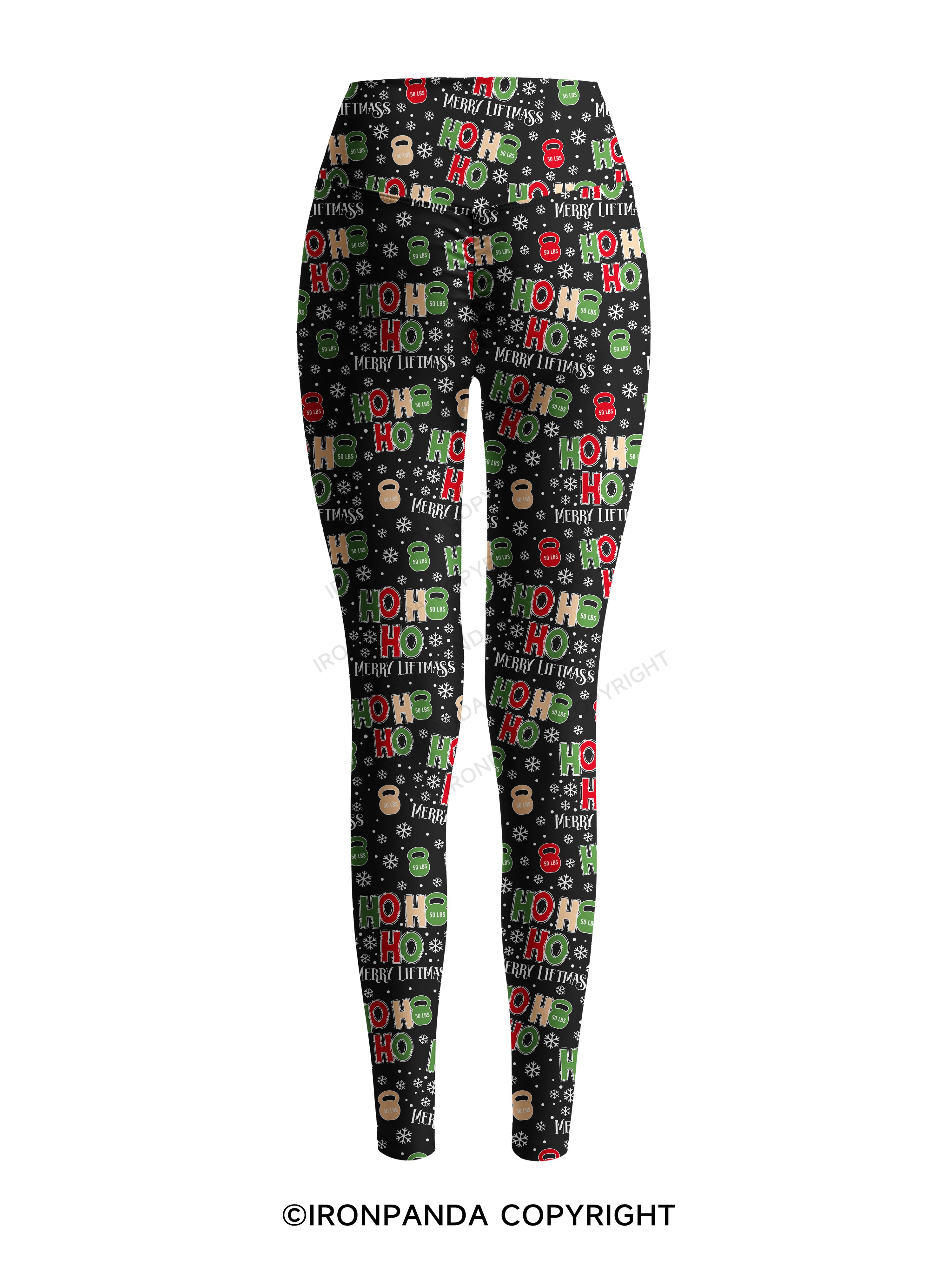 HOHOHO MERRY LIFTMASS Printed Yoga Pants