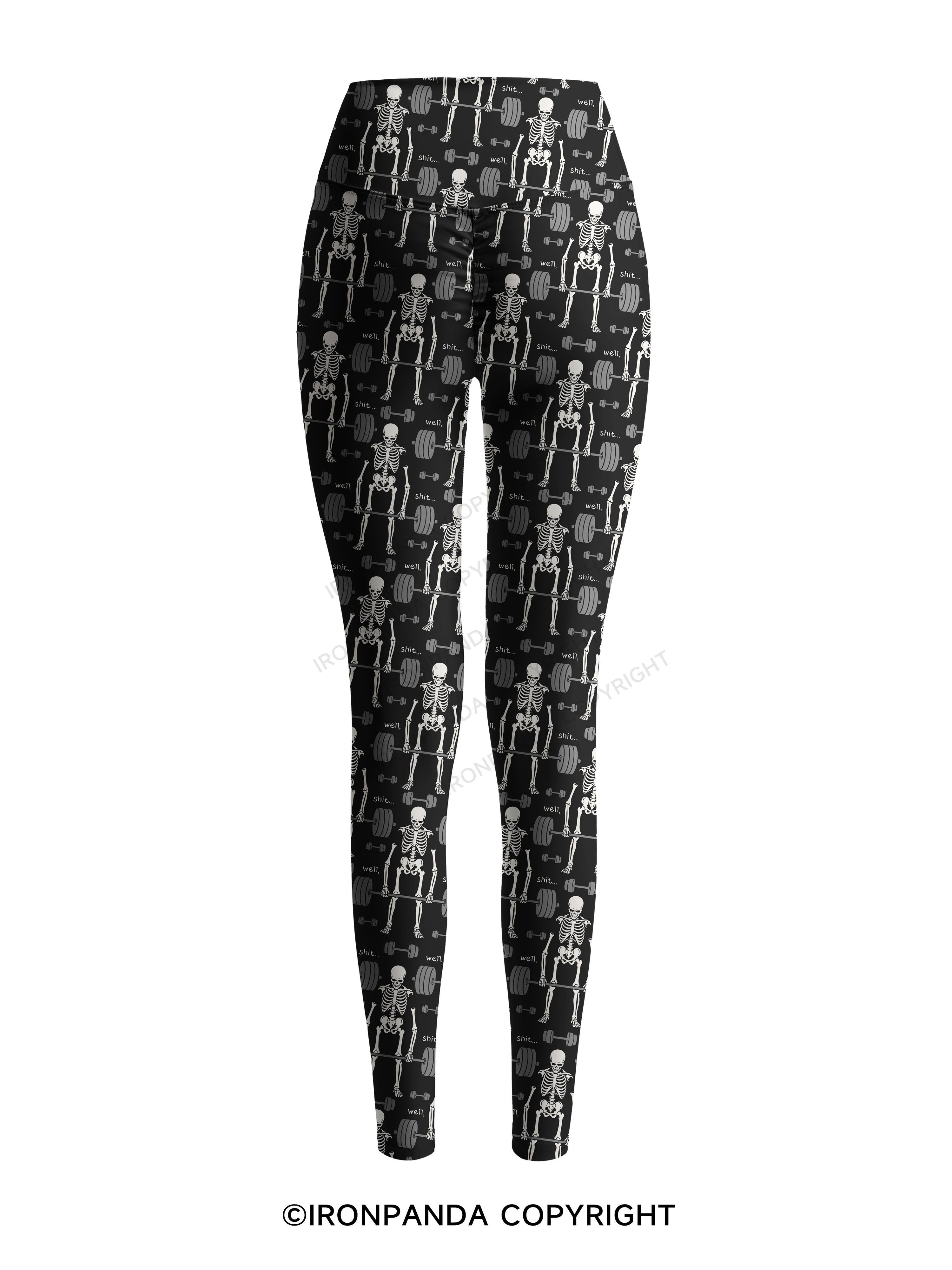 Well Shit Gym Skeleton Weightlifting Printed Yoga Pants