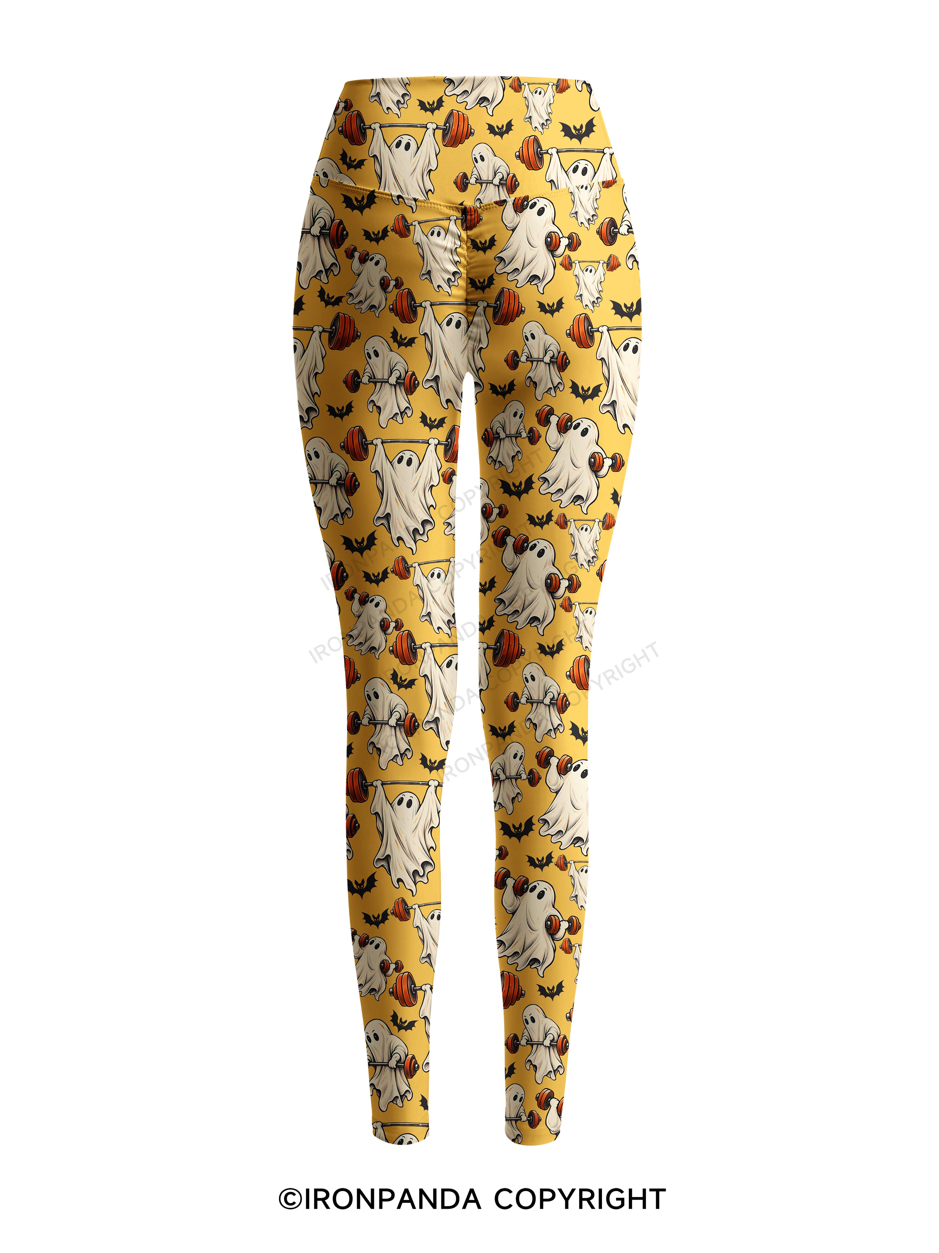 Weightlifting Ghost Spooky Workout Printed Yoga Pants