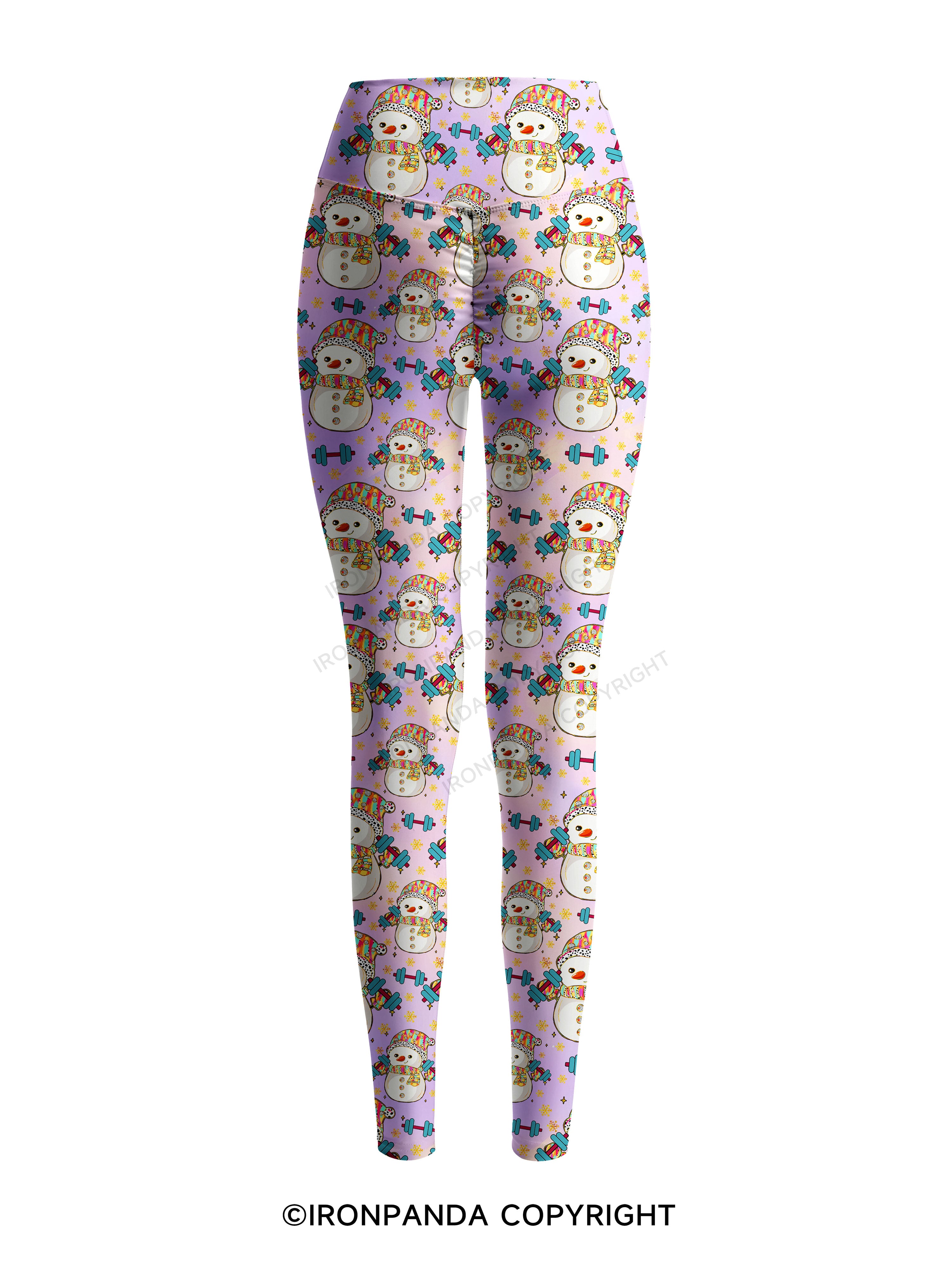 Christmas Weightlifting Snowman Printed Yoga Pants