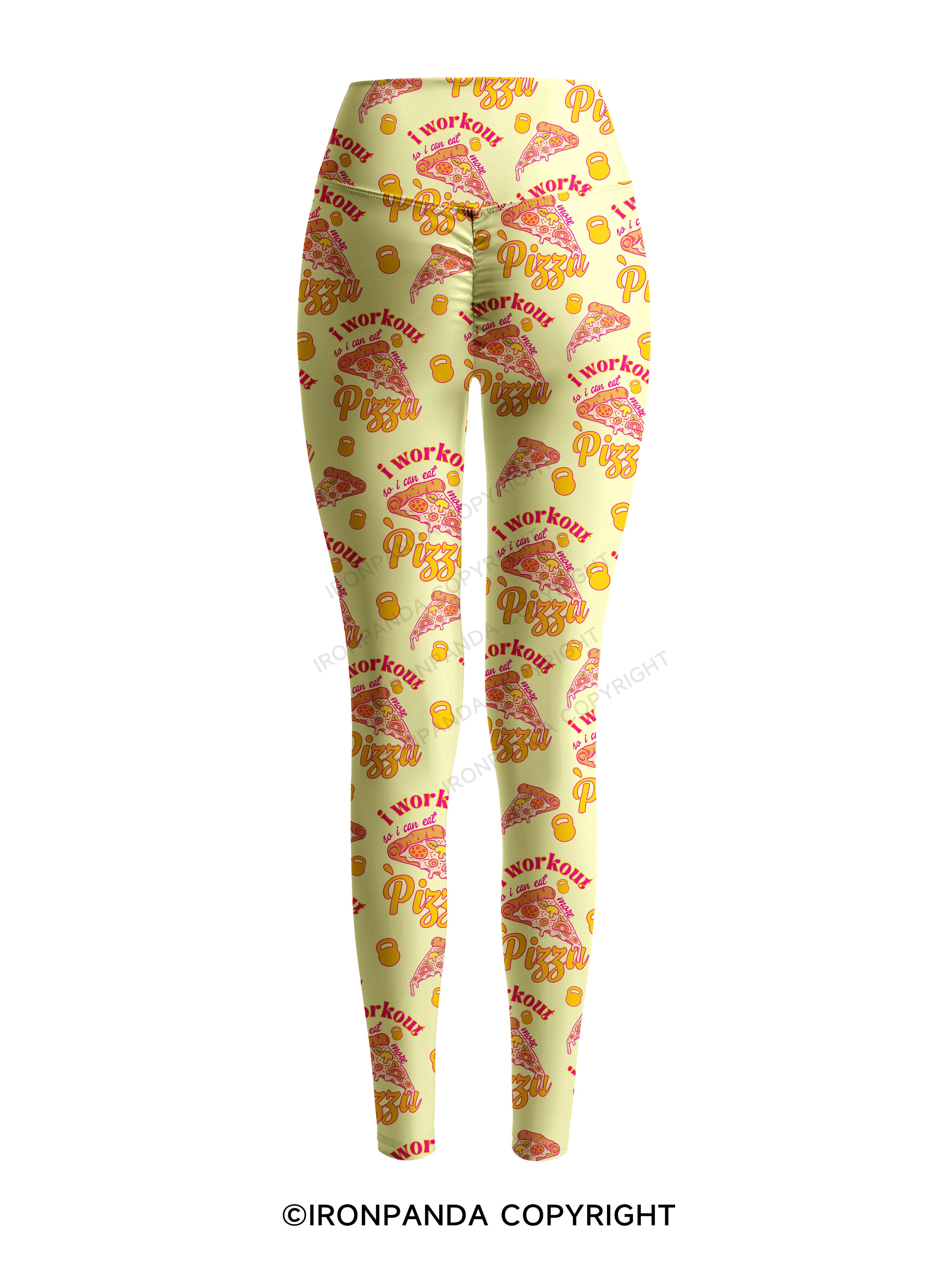 i workout so i can eat more pizza Printed Yoga Pants