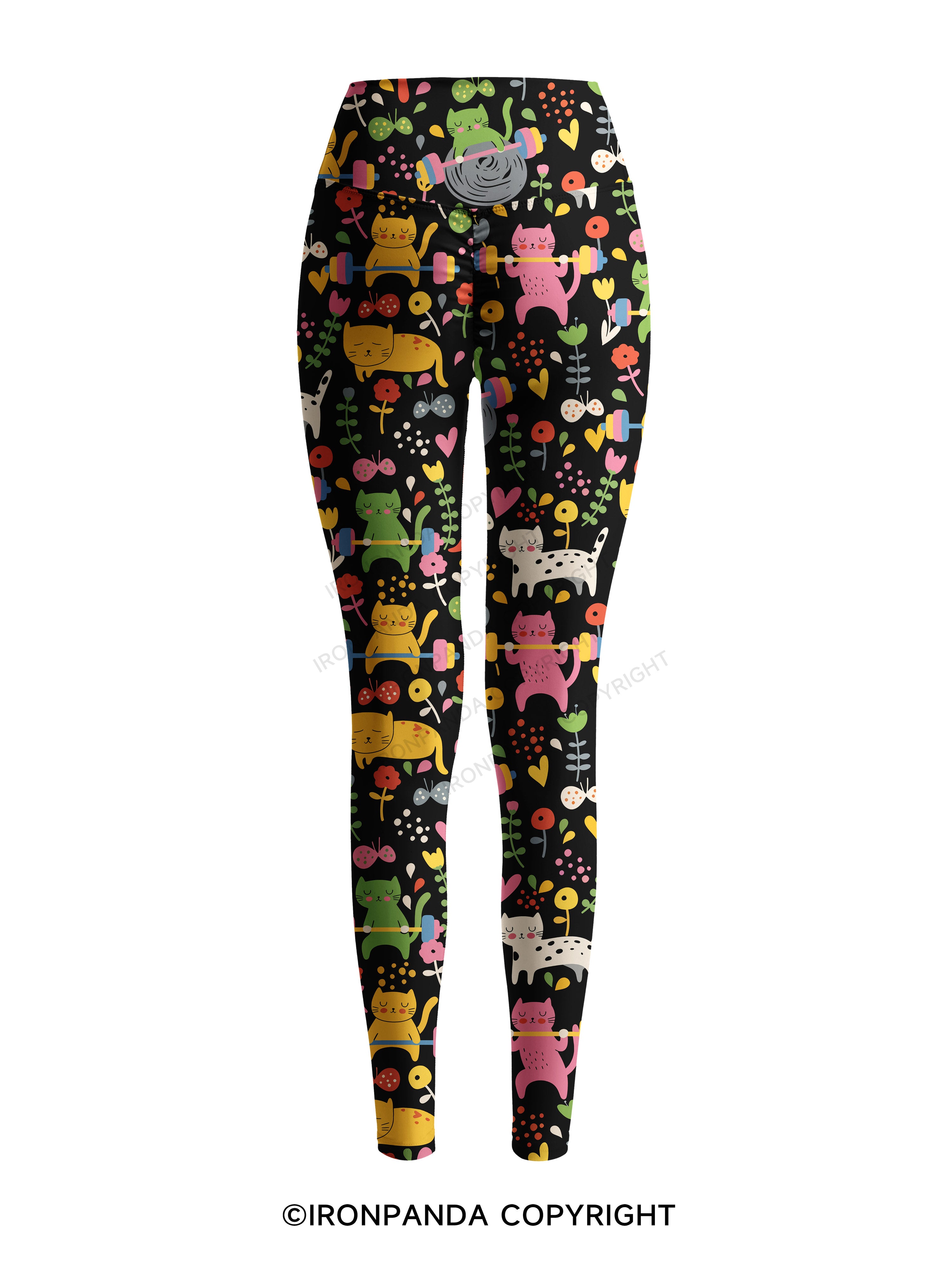 Cats Lift Heavy Printed Yoga Pants