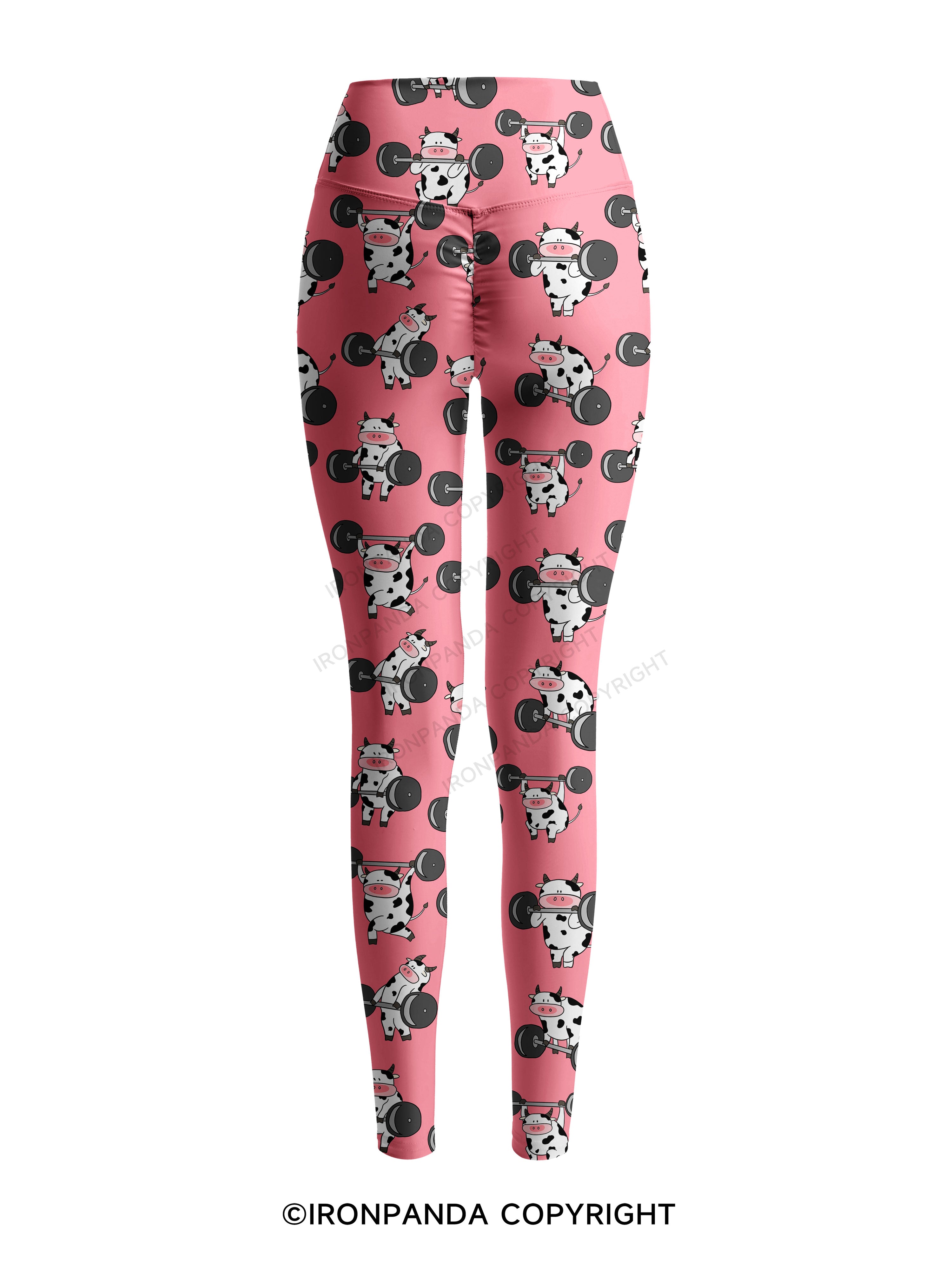 Ironpanda Lift Heavy Dairy Cow Printed Yoga Pants