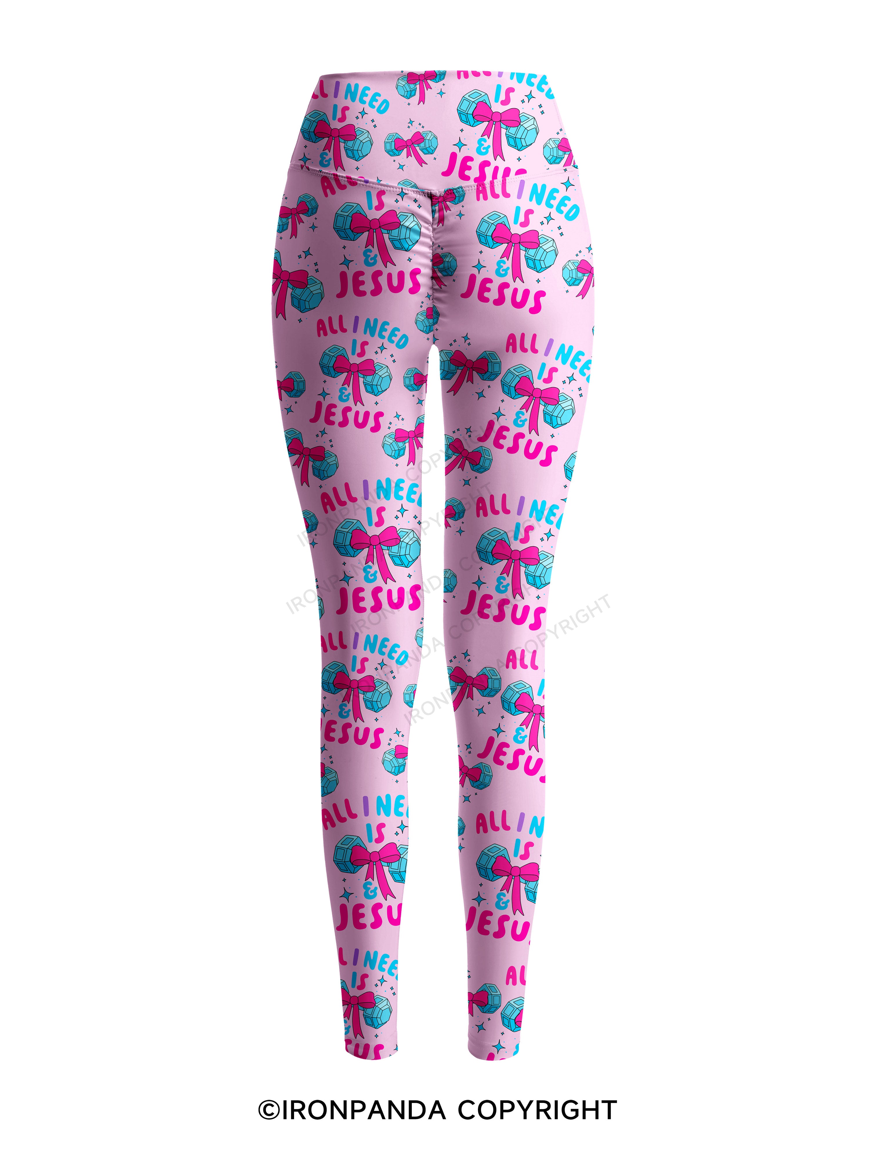ALL I NEED IS MY WEIGHTS & JESUS Printed Yoga Pants