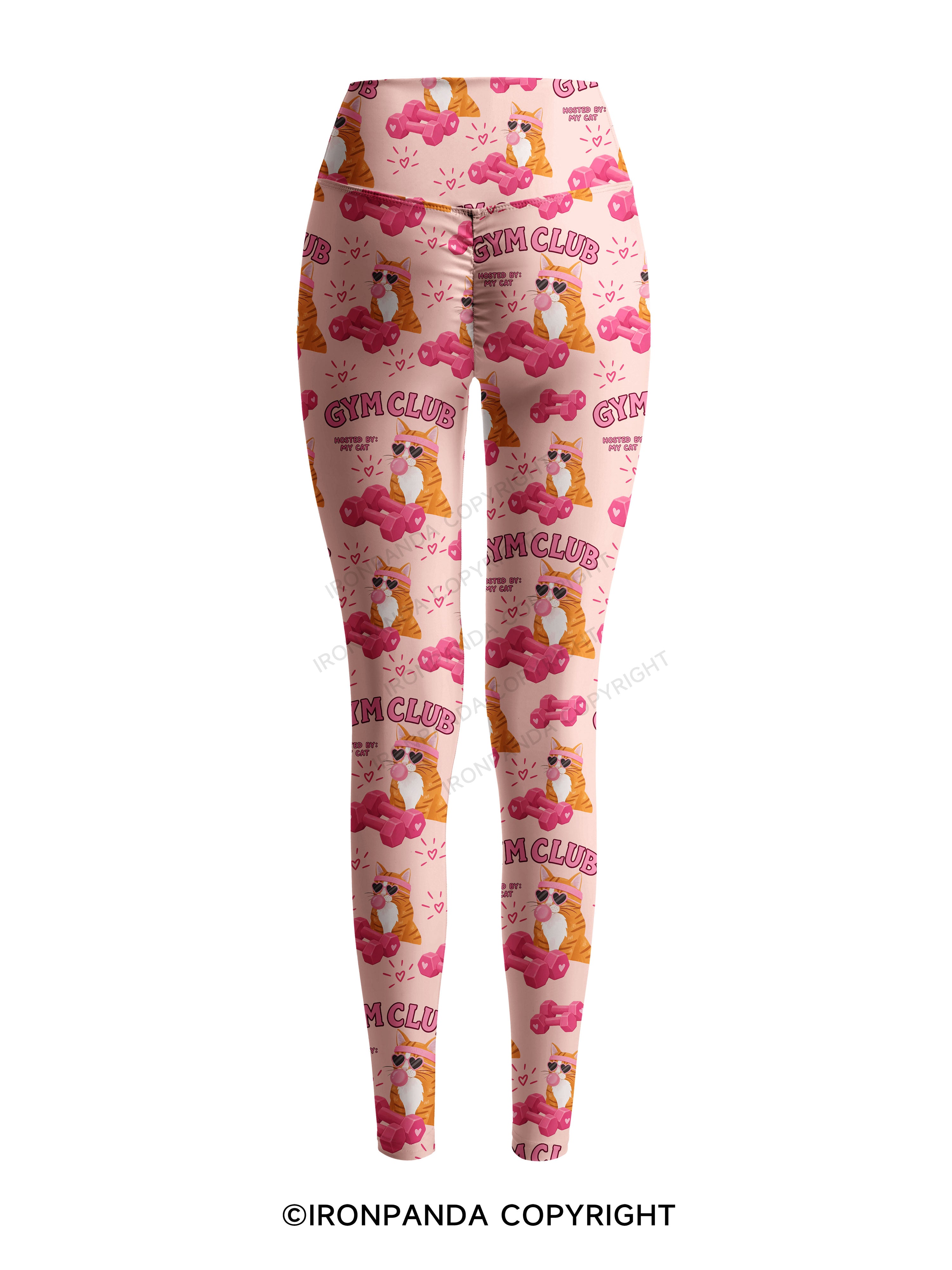 GYM CLUB HOSTED BY MY CAT Printed Yoga Pants