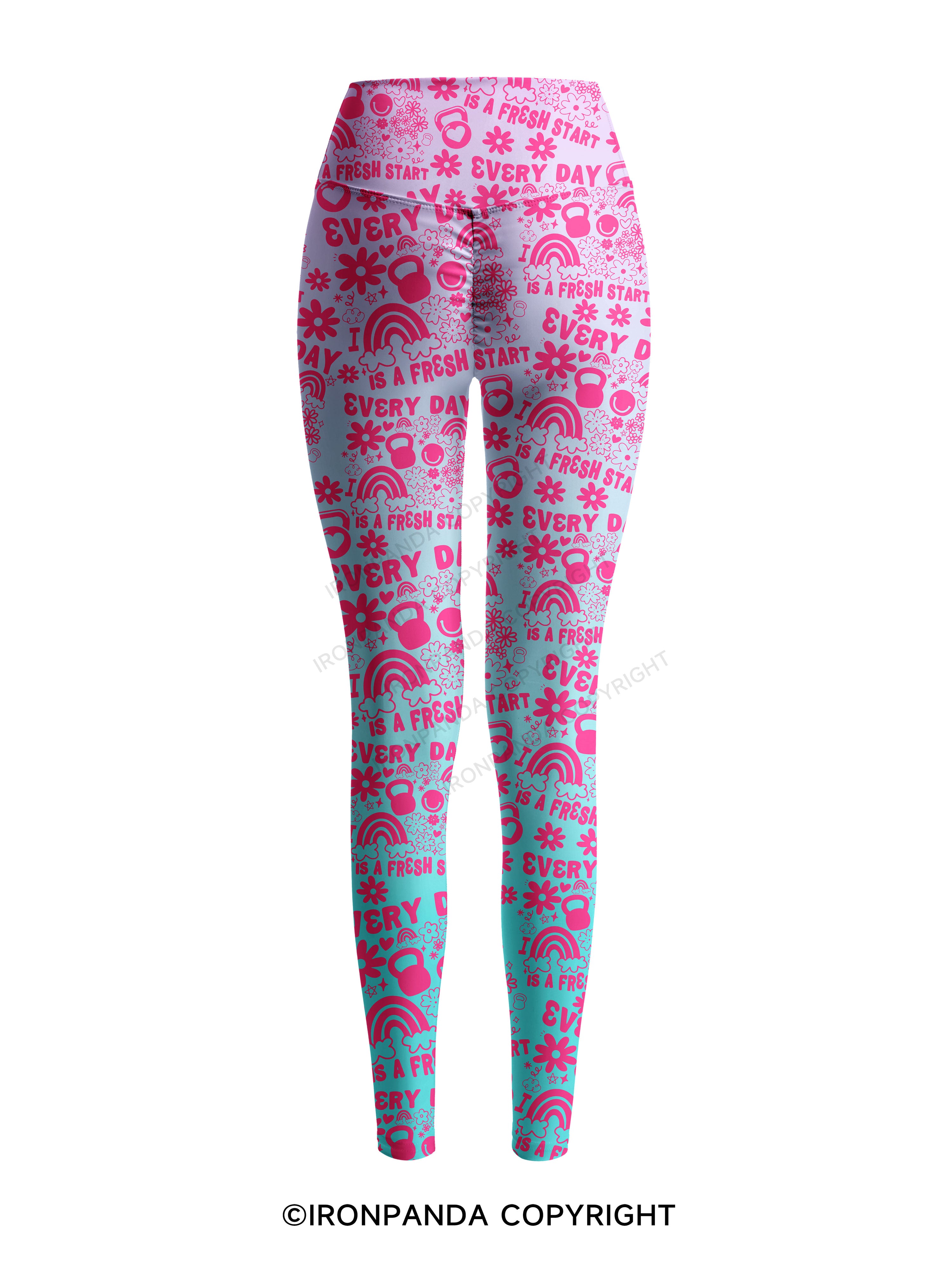 Every Day Is a Fresh Start Printed Yoga Pants