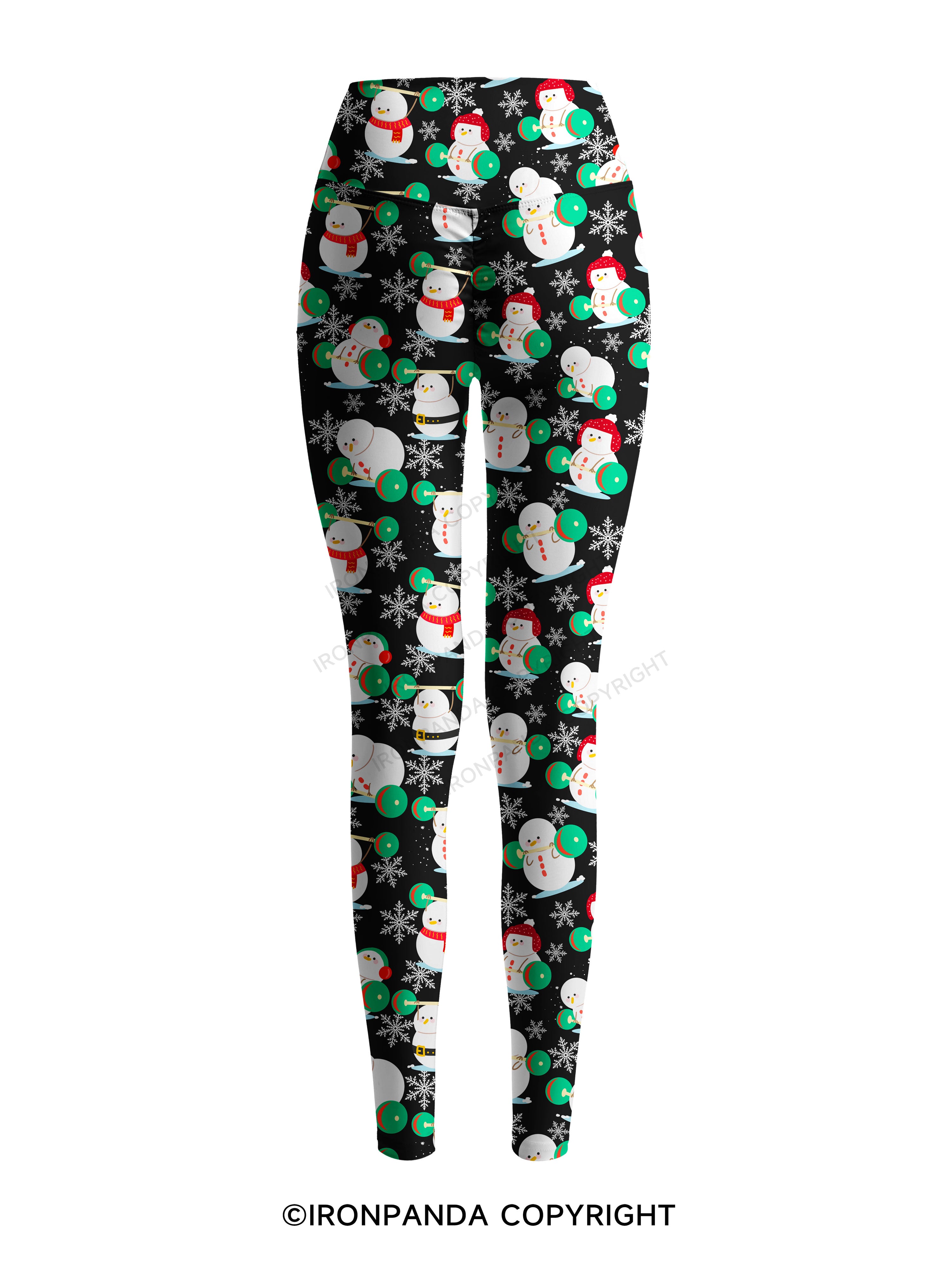 Snowman team weightlifting Printed Yoga Pants