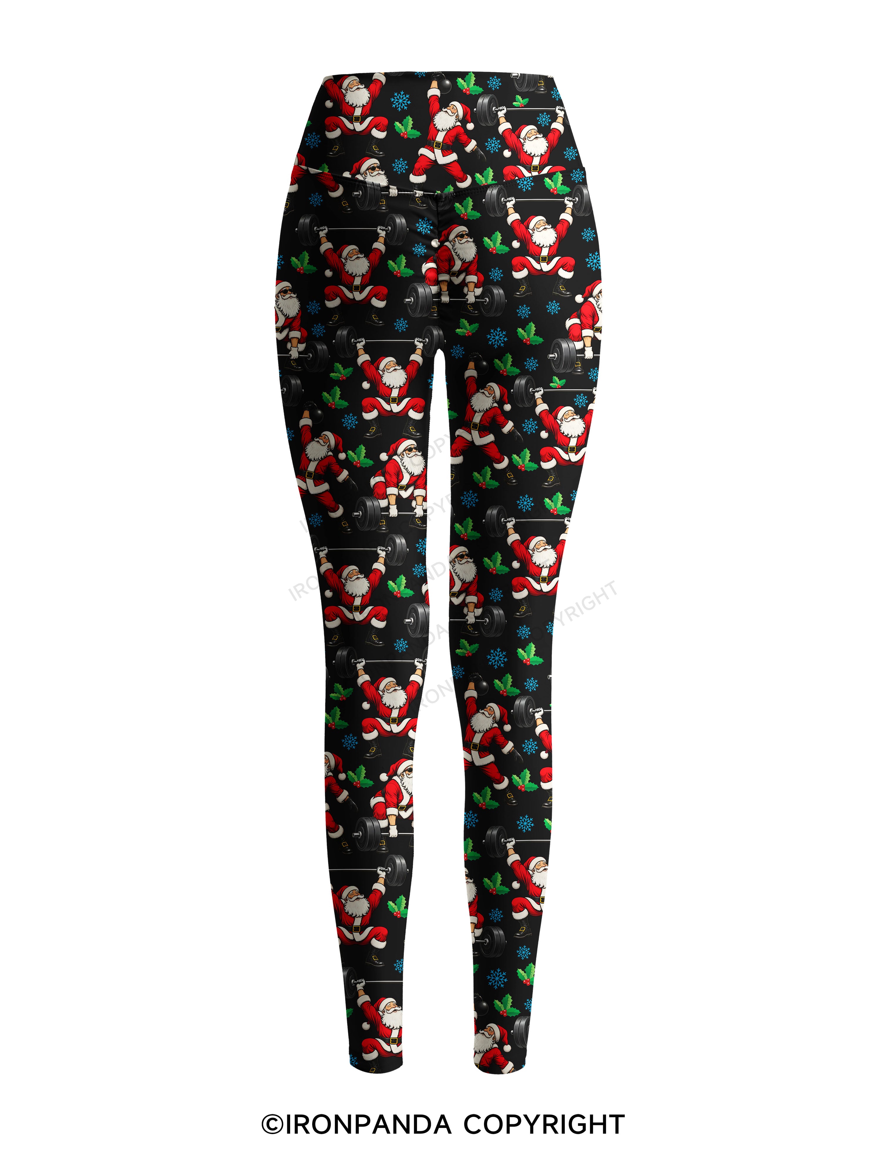 Santa Lifting Christmas Workout Printed Yoga Pants