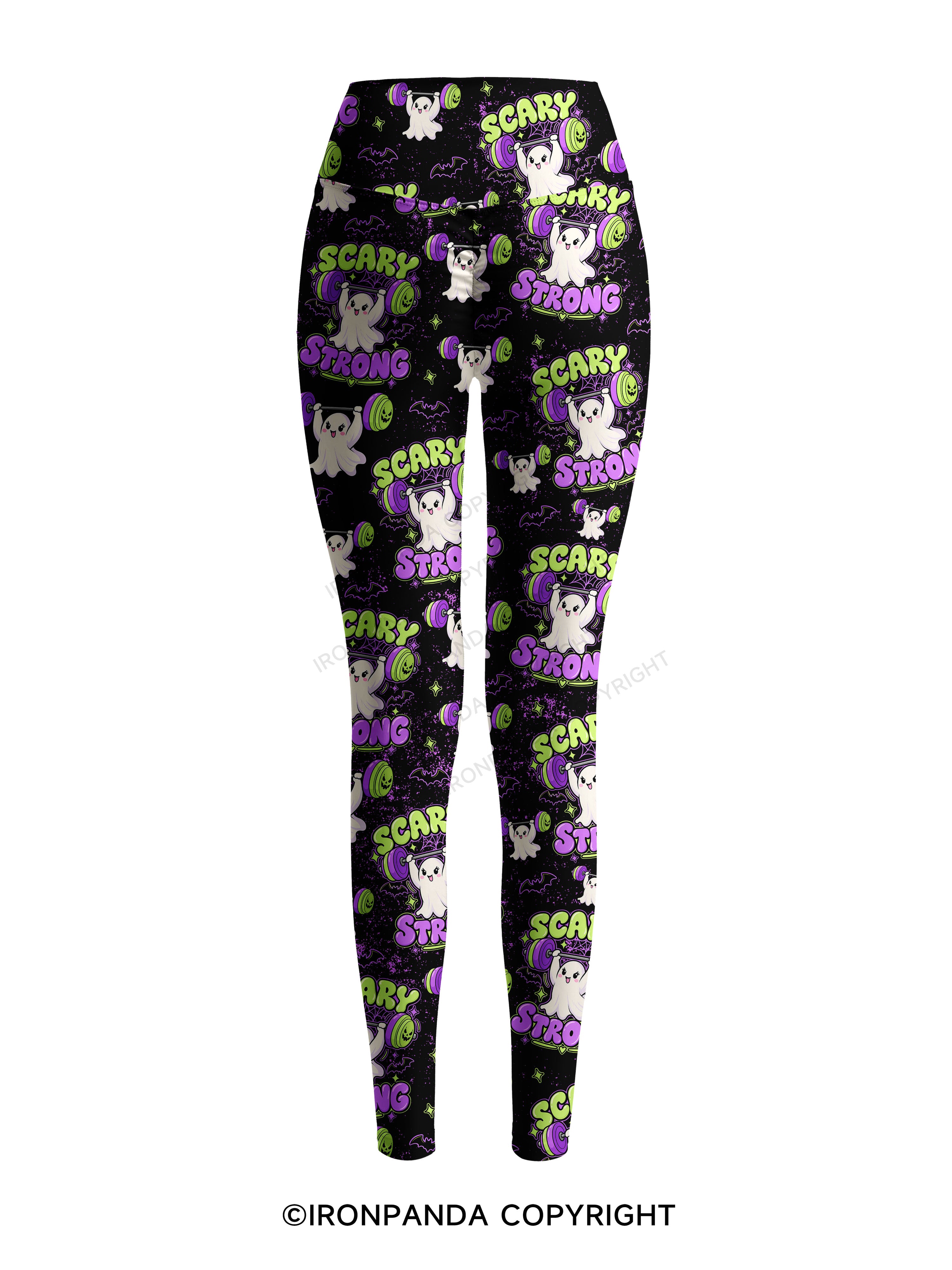 SCARY STRONG HALLOWEEN GHOST Printed Yoga Pants