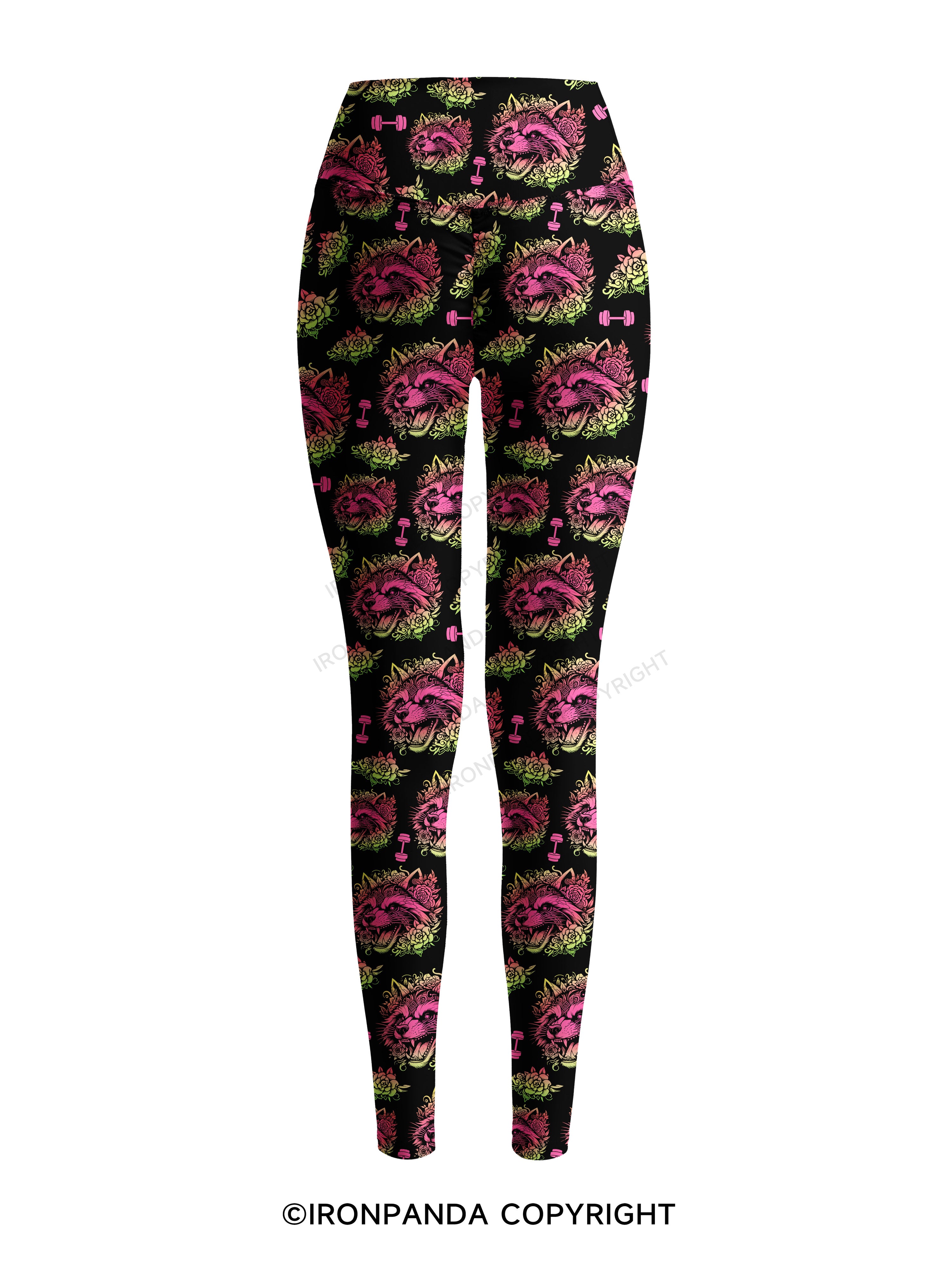 Raccoon Tattoo Print Fitness Printed Yoga Pants