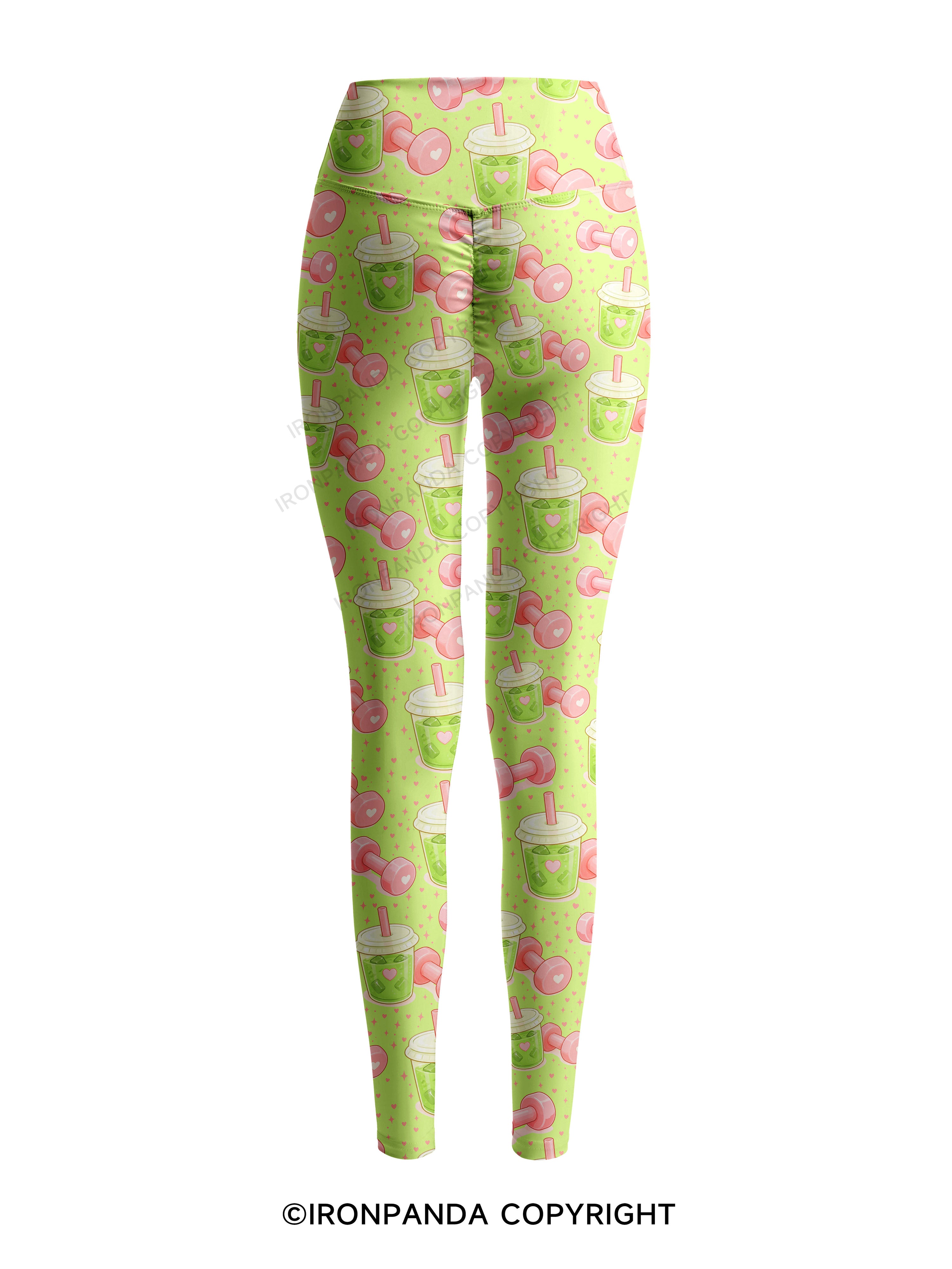 MATCHA & DUMBBELLS Printed Yoga Pants