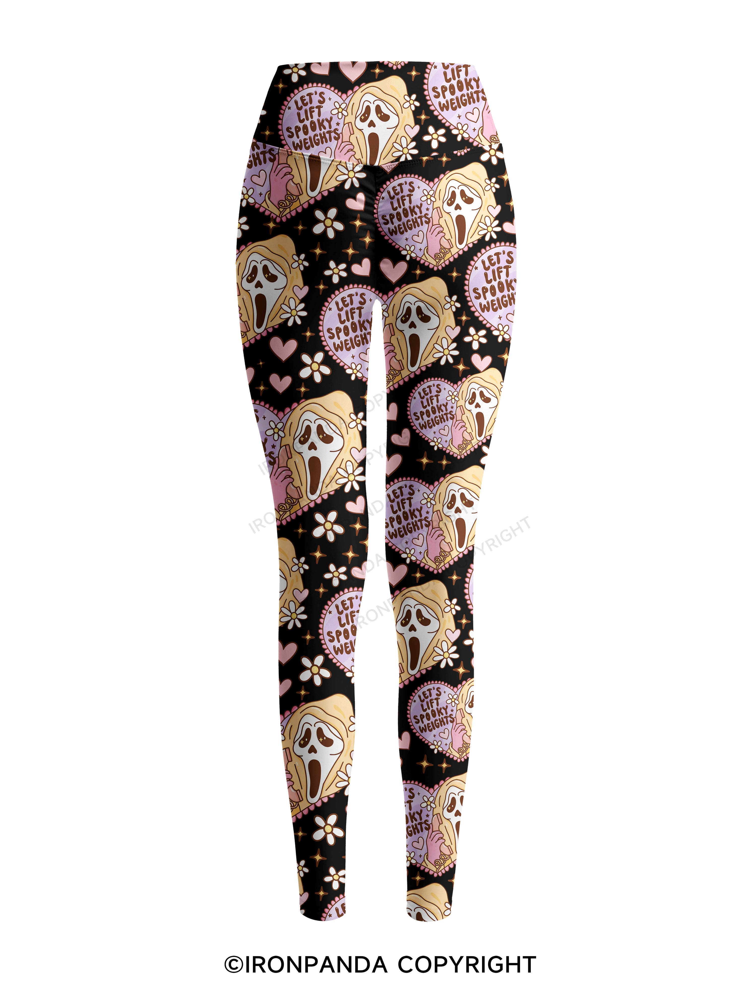 LET'S LIFT SPOOKY WEIGHTS Printed Yoga Pants