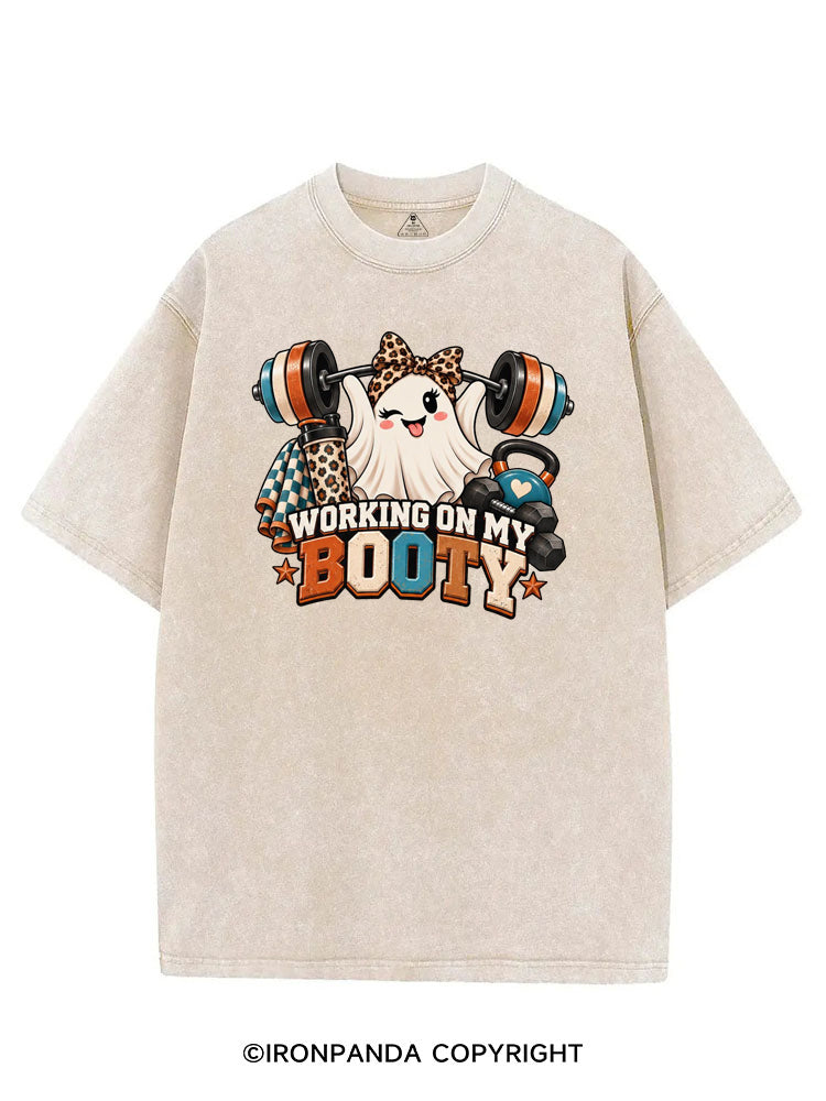 WORKING ON MY BOOTY STRONG PRETTY GHOST VINTAGE GYM SHIRT