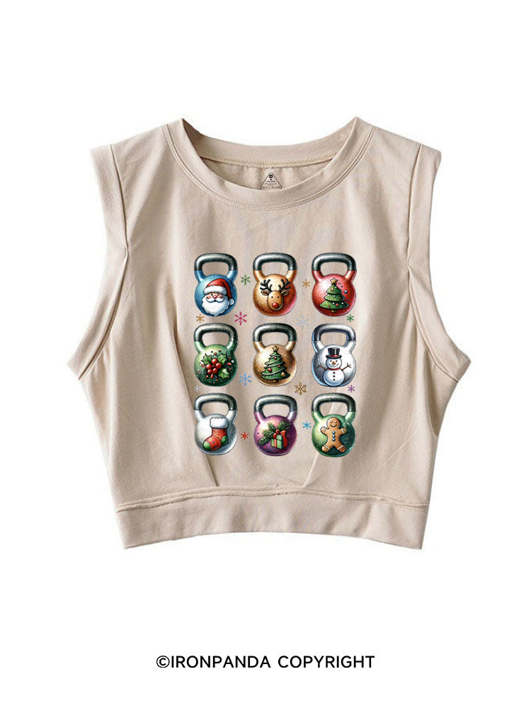 CHRISTMAS WORKOUT WEIGHTLIFTING SLEEVELESS CROP TOPS