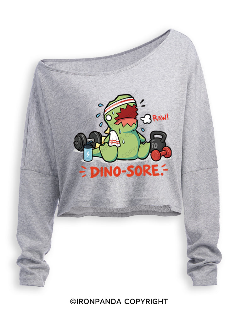 RAW! DINO-SORE Off Shoulder Long Sleeve Crop Top