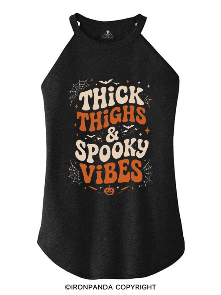 Thick Thighs And Spooky Vibes Skeleton Halloween ROCKER COTTON TANK