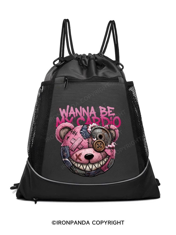 WANNA BE MY CARDIO Gym Drawstring Bag