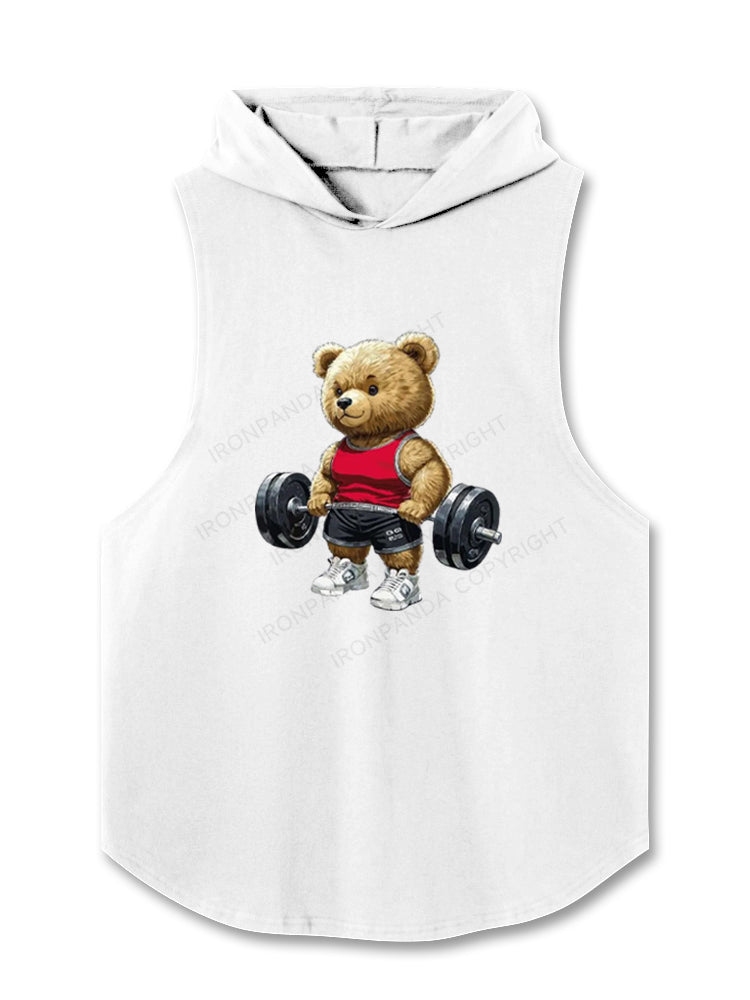 Funny Weightlifting Bear Hooded Tank