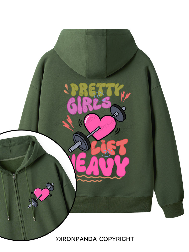 PRETTY GIRLS LIFT HEAVY Double-Sided Printed Fleece Zip Up Hoodie