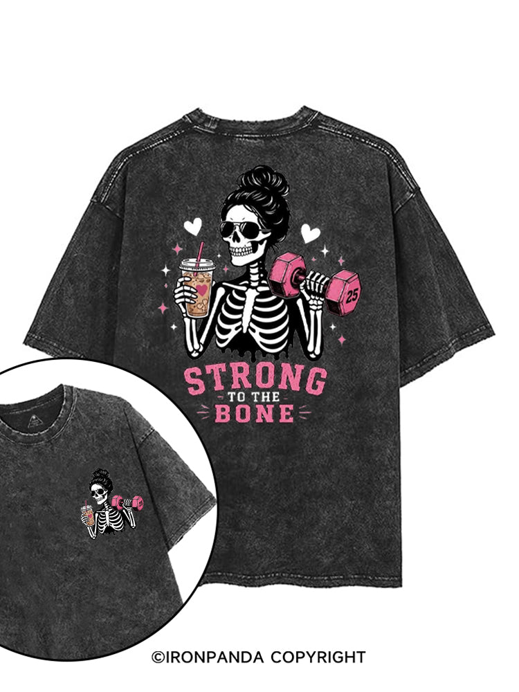 STRONG TO THE BONE SKELETON printed Gym Shirt