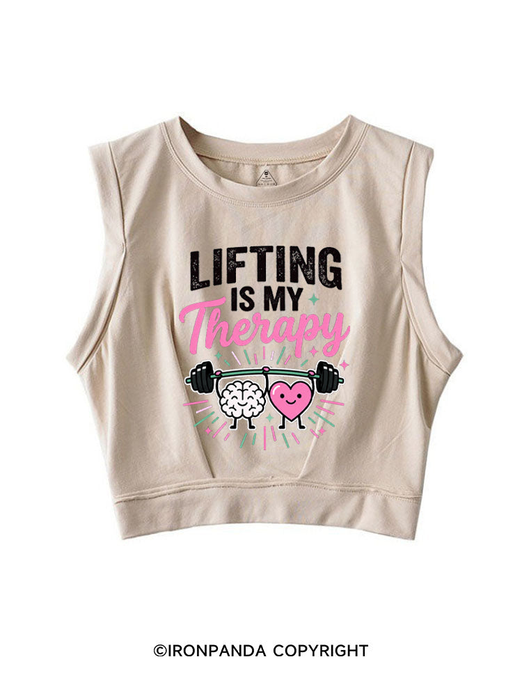 Lifting Is My Therapy SLEEVELESS CROP TOPS