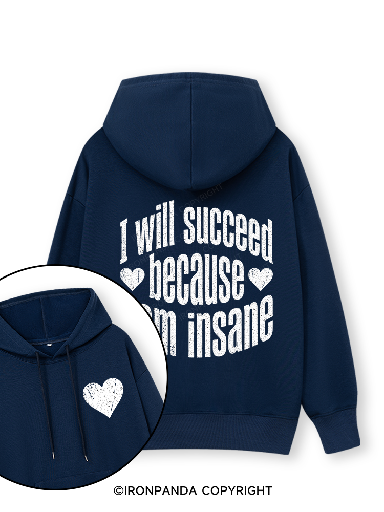 I WILL SUCCEED BECAUSE I AM INSANE Double-Sided Printed Classic Gym Hoodie