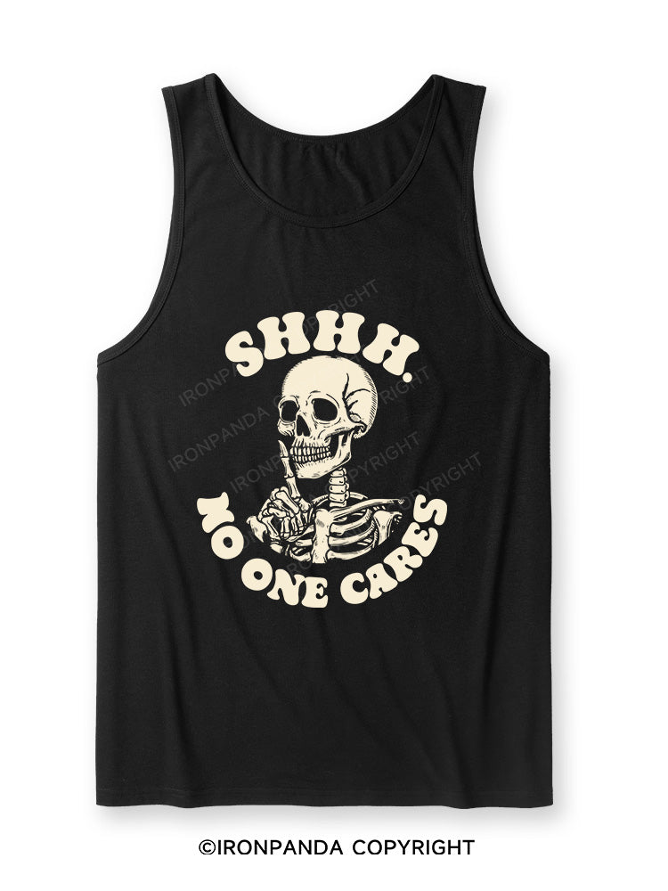 SHHH NO ONE CARES Ultra Soft Heather Tank