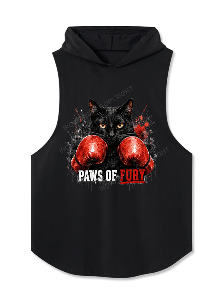Paws of Fury Feline Boxer Cat Fighting Hooded Tank