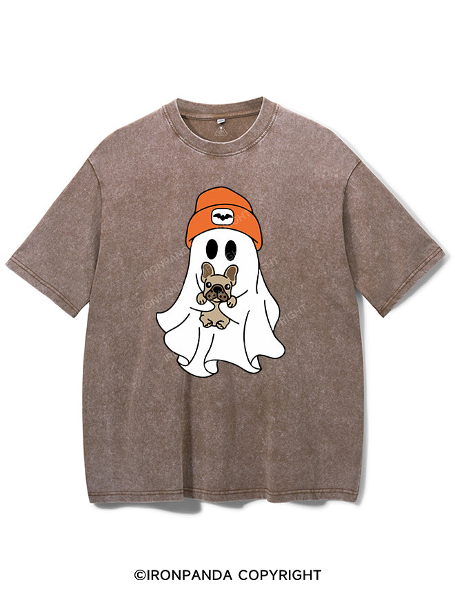 HALLOWEEN GHOST WITH A PUPPY VINTAGE GYM SHIRT