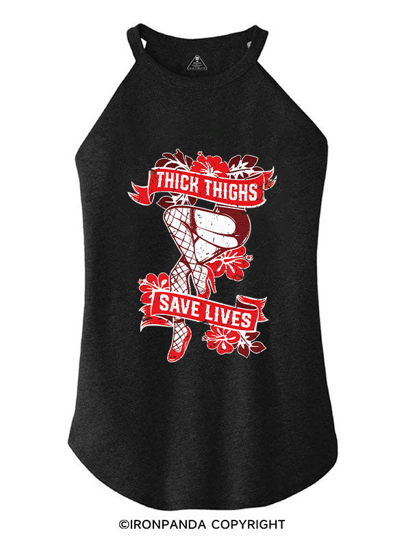 THICK THIGHS SAVE LIVES GYM ROCKER COTTON TANK
